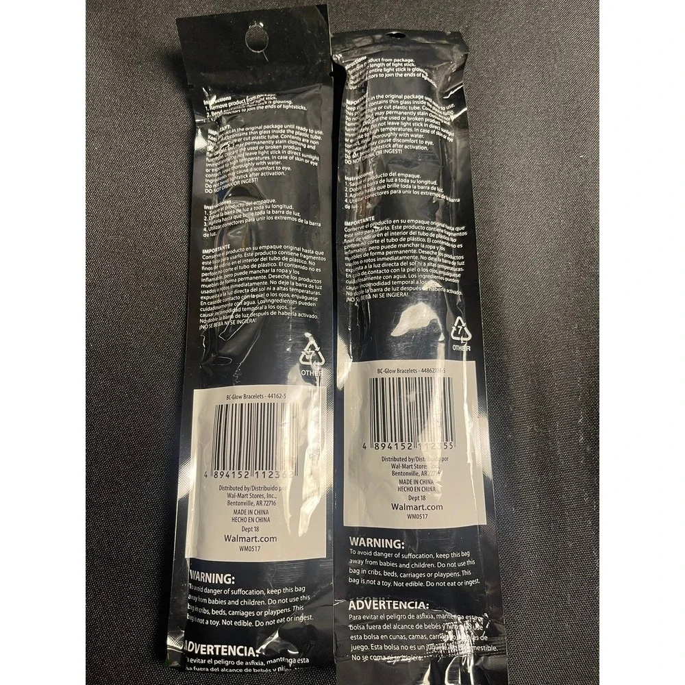 Walmart Glow Bracelets 5-Pack Light Sticks 8in Neon Green Multi-Color 2 Packs